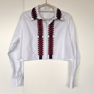 Tanya Taylor crop button up blouse